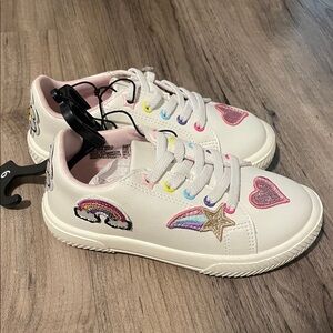 Toddler Girl’s Wonder Nation Patchwork Sneakers with Rainbow & Heart Accents NWT
